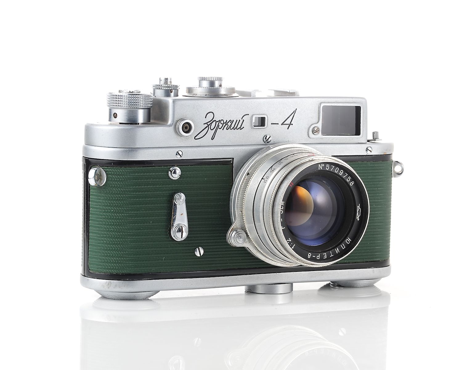 ๐บ๐ฆ RARE: Excellent Zorki-4 rangefinder with Jupiter-8 50mm f/2.0 from 1957 - in green vulcanite! - Image 4
