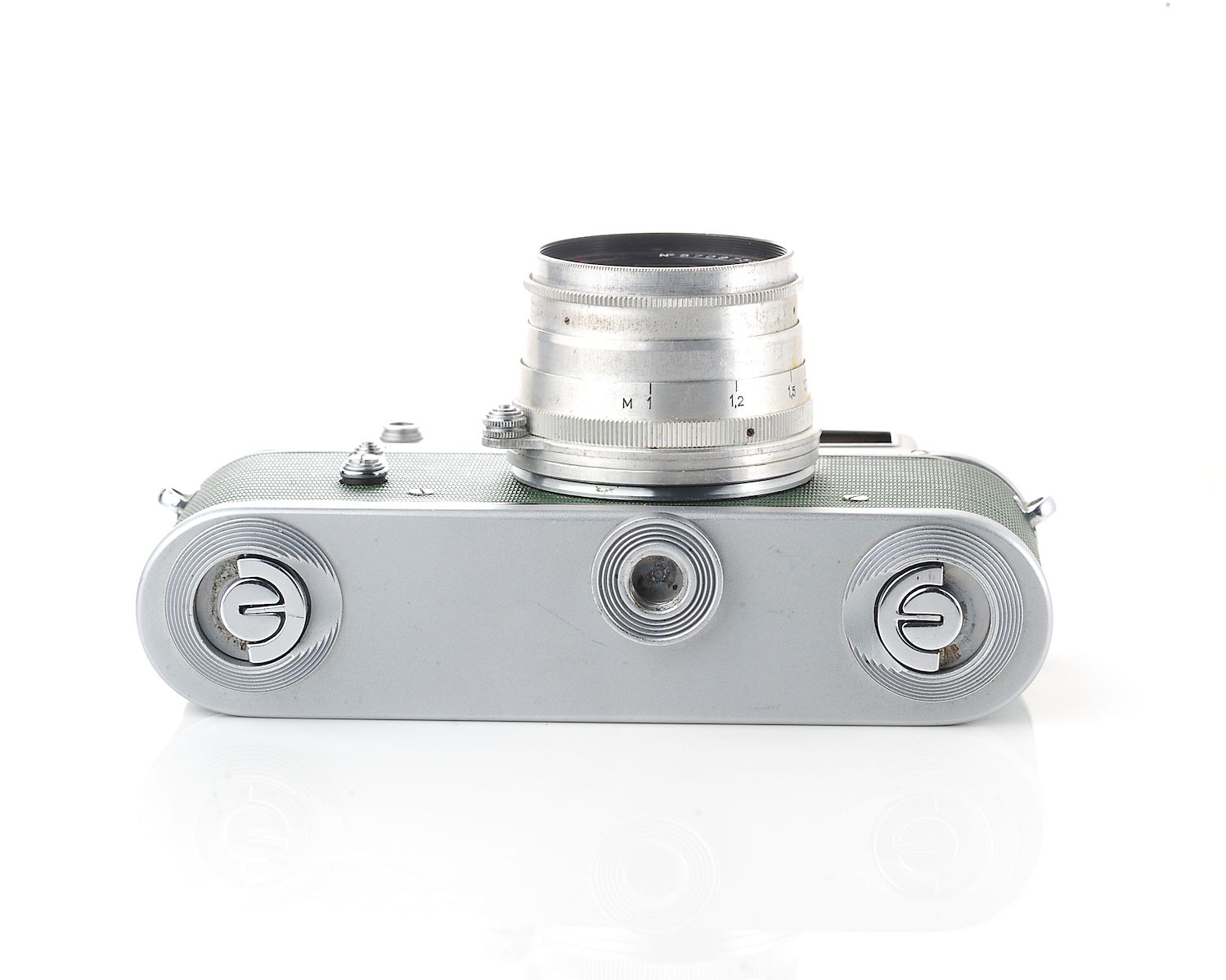 ๐บ๐ฆ RARE: Excellent Zorki-4 rangefinder with Jupiter-8 50mm f/2.0 from 1957 - in green vulcanite! - Image 7